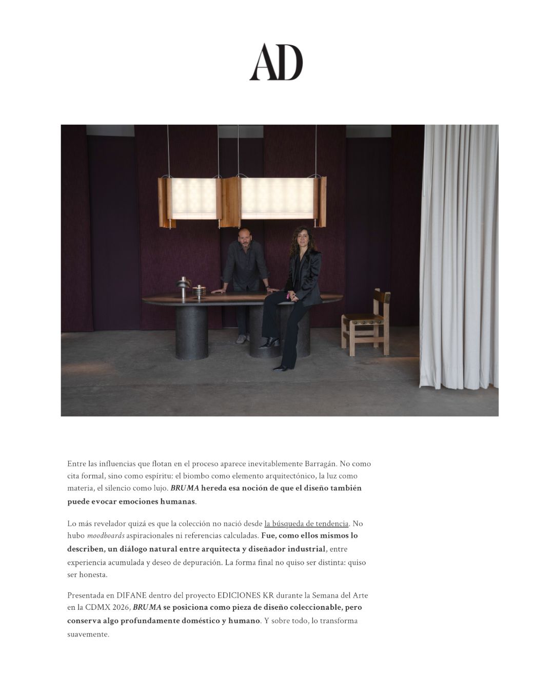 'BRUMA', la nueva colección de Kenya Rodríguez y Antonio Pedroza es una obra de arte iluminada